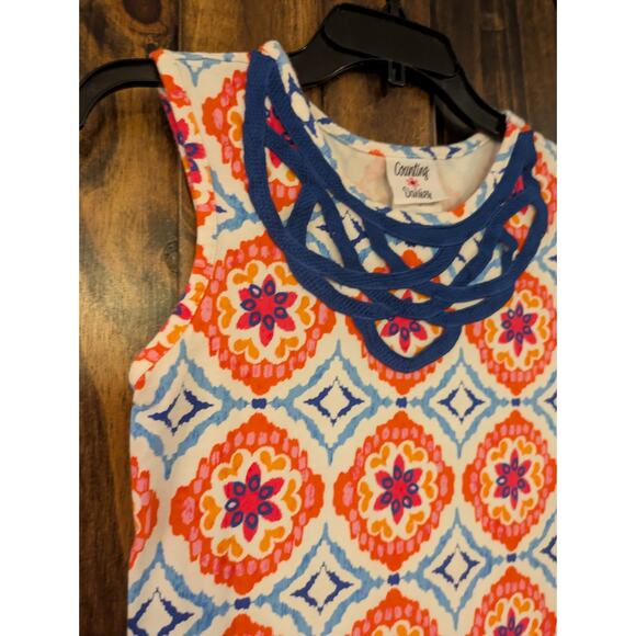 Counting Daisies girls Sz 10 sleeveless blue orange geometric colorful GUC - Picture 4 of 9